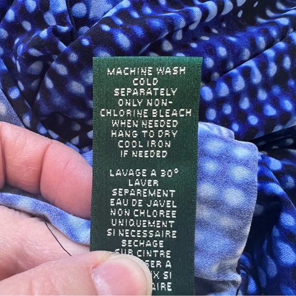 Lauren Ralph Lauren Multi Blue Ruched Waist 3/4 Sleeve Sheath Dress Size 6 - Picture 6 of 6